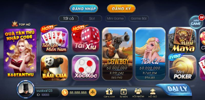 Kho game vô cùng hấp dẫn tại K68 Club