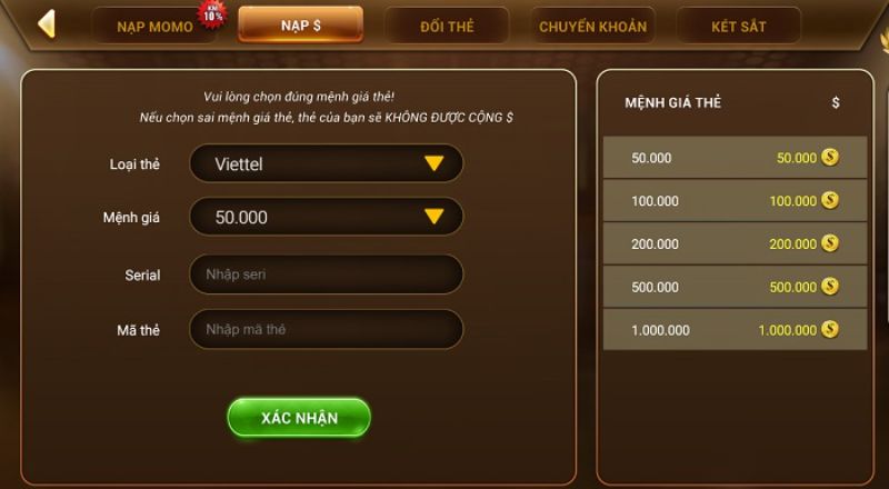 Rút tiền Tx79 qua thẻ cào