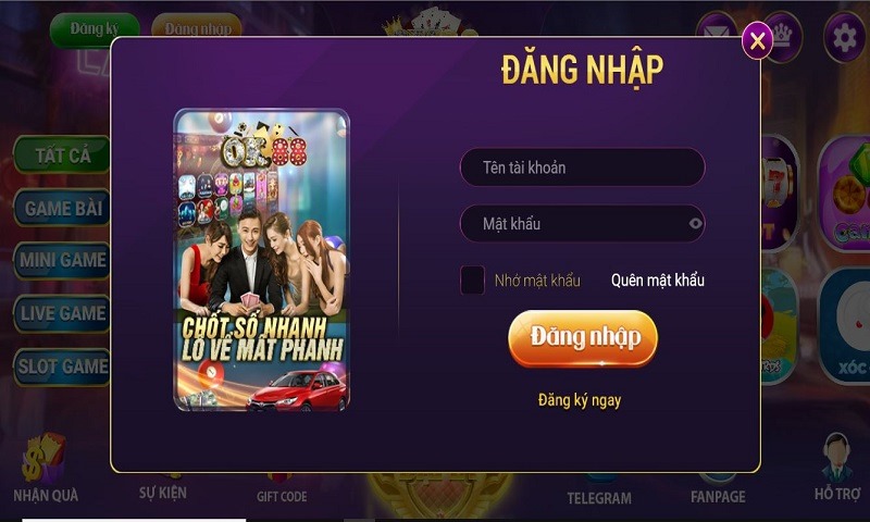 Đăng nhập vào cổng game để trải nghiệm kho trò chơi thú vị