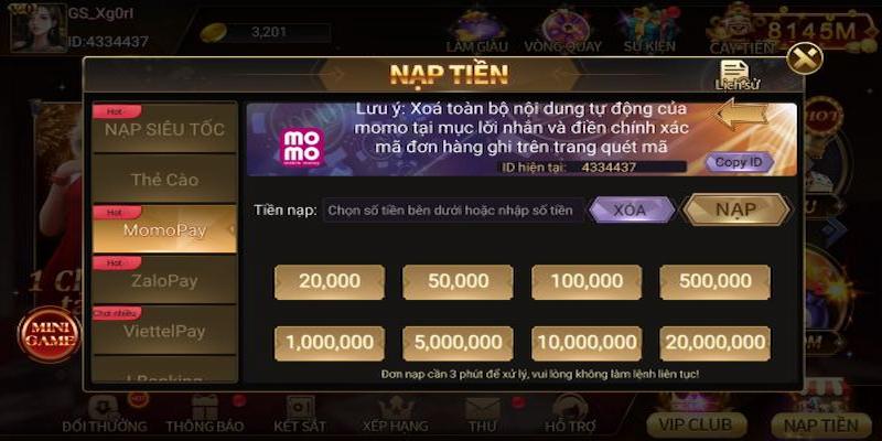 Hướng dẫn cách nạp tiền WIN68 siêu tốc