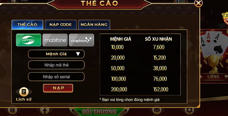 Hướng dẫn cách nạp tiền