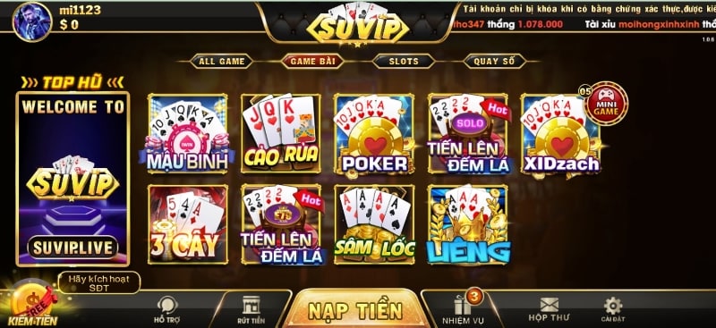 Game đánh bài đổi thưởng tại Sunvip