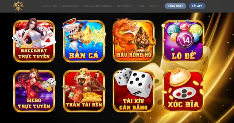 Các trò chơi có tại Biendo
