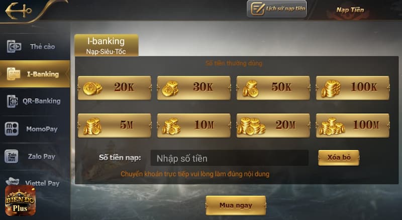 Hướng dẫn cách nạp tiền Biendo