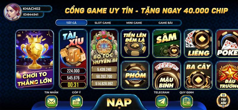 Giao diện ấn tượng tạo nên dấu ấn riêng của cổng trò chơi