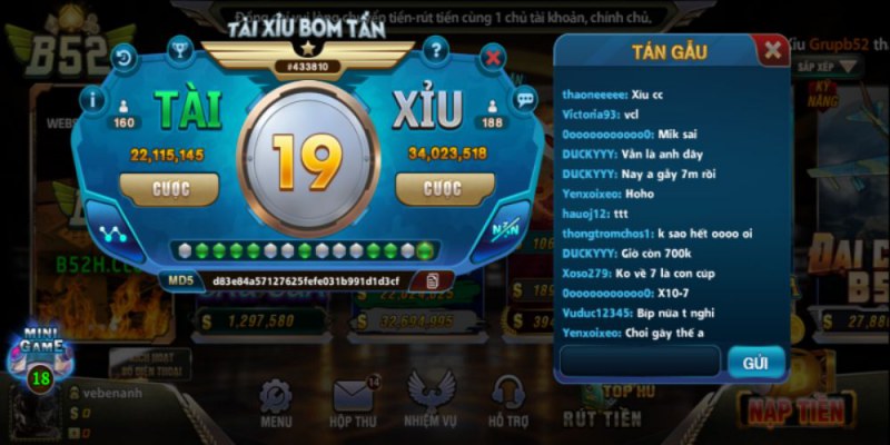 Cách đặt cược và tỷ lệ thưởng tại tài xỉu B52